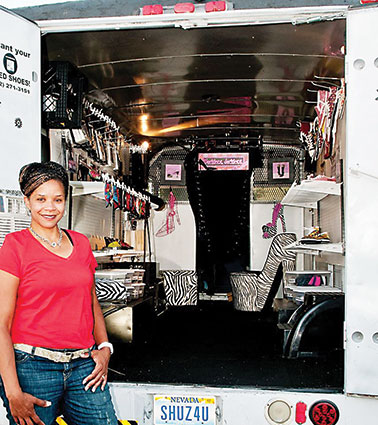 Angelique Daniels' mobile business "The Shoe Chick," specializes in resale shoes, purses and accessories.